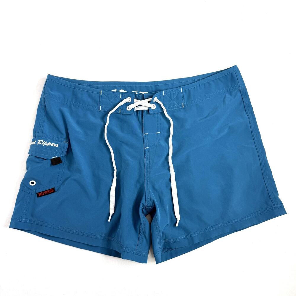 Maui Rippers Swim Shorts Womens 10 Blue Board Short Drawstring Pockets Stretch